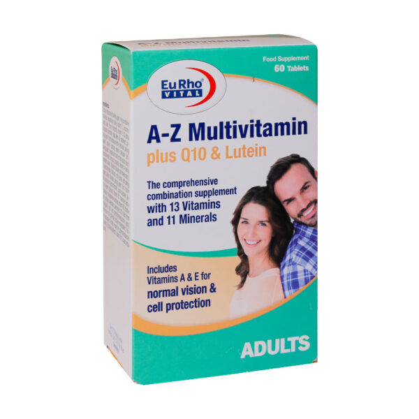 قرص A Z مولتی ویتامین پلاس کیوتن و لوتیین (A Z Multivitamin Plus Q10 And Lutein) یورو ویتال بسته 60 عددی گارانتی سلامت فیزیکی کالا 1 ماه