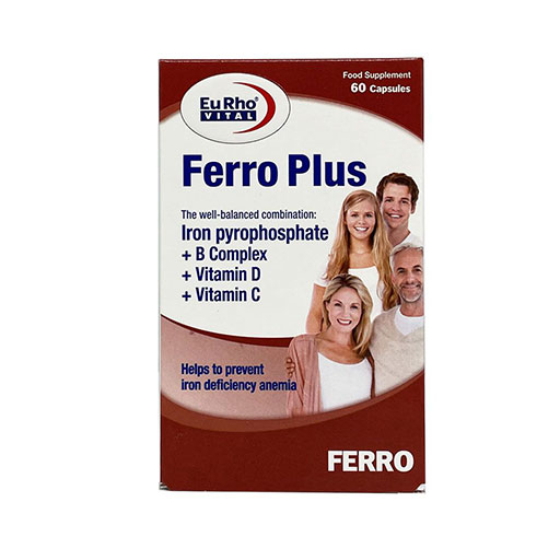 کپسول آهن فرو پلاس (Ferro Plus) یورو ویتال بسته 60 عددی گارانتی سلامت فیزیکی کالا 1 ماه