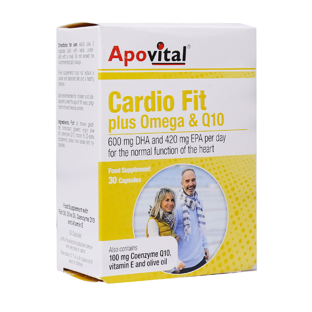 کپسول تقویت قلب کاردیو فیت پلاس امگا و کیوتن (Cardio Fit Plus Omega And Q10)آپوویتال بسته 30 عددی گارانتی سلامت فیزیکی کالا 1 ماه